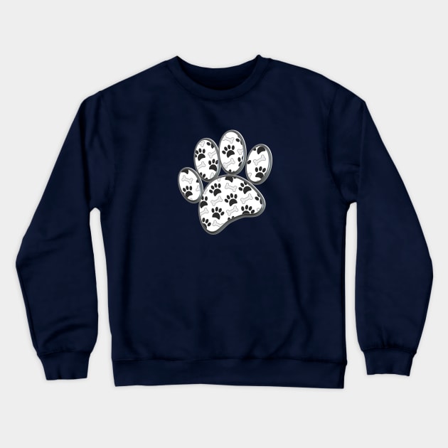 Faux 3D Shape Dog Paw Print And Bone Pattern Crewneck Sweatshirt by Braznyc